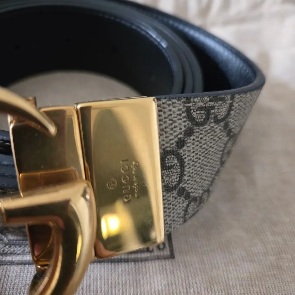 AUTHENTIC Gucci Black and Gold Men's Belt Size 115/46